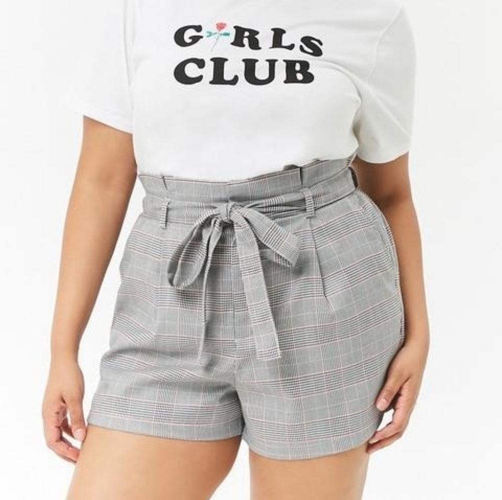 High waist paper bag shorts